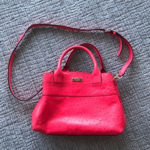 Authentic Kate Spade hot pink ostrich print purse